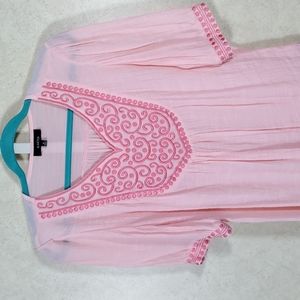 2/$10 05182 Kaktus peach short sleeve embroidery blouse M